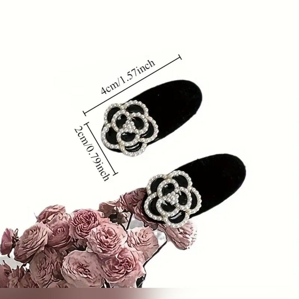 2pc Camellia Velvet hairpin New - Picture 3 of 4